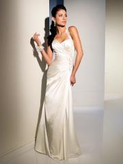 Designer Satin Tulle One-Shoulder Bridal Gown