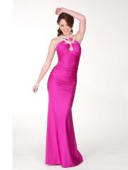 Double Rhinestone Straps Keyhole Front Accented Open Back Satin Celebrity Dresses