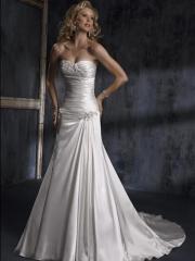 Dramatic Duchess Satin Empire Gown in Chapel Length