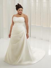 Elegant A-Line Strapless Satin Plus Size Wedding Dress