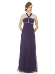 Elegant A-line Style Halter Neckline Double Sequined Bands Accented Evening Dresses