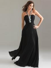 Elegant Black Chiffon Halter Strap Rhinestones Ornament A-line Celebrity Dresses
