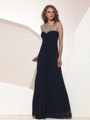 Elegant Dark Navy Sweetheart Neckline Empire Waistline Floor Length Skirt Evening Dresses