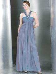 Elegant Empire Style Sequined Straps V-neckline Pleated Chiffon Evening Dresses