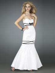 Elegant Floor Length White Silky Satin Mermaid Style Bow Tie Bust Bridesmaid Gown 2012