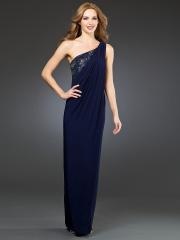 Elegant Full Length Sheath Silhouette Asymmetrical Sequined Trim Evening Dresses