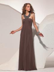 Elegant Halter Neckline Natural Waistline Sheath Floor Length Evening Dresses