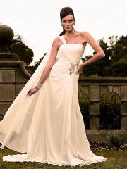 Elegant One-Shoulder Ivory Chiffon Bridal Dress of Grecian Style