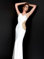 Elegant One-shoulder Sweetheart Neckline Cut-out Accented White Chiffon Celebrity Dresses