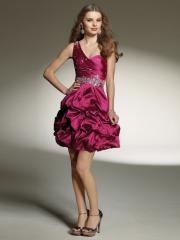 Elegant One-shoulder Sweetheart Sequined Trim Pick-up Skirt Taffeta Homecoming Dresses