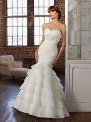 Elegant Organza Strapless Sweetheart Mermaid Wedding Dress with Ruffles Layers