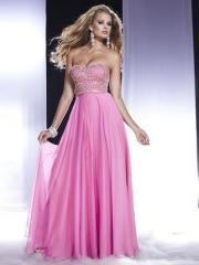 Elegant Pink Chiffon Strapless Neckline Sequined Bodice Full Length Prom Dresses