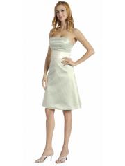 Elegant Pure White Strapless Empire Waist Taffeta A-line Mini Bridesmaid Dres