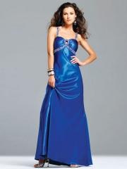 Elegant Royal Blue Satin Beaded Accented Sweetheart Neckline A-line Evening Dresses