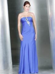 Elegant Royal Blue Satin Strapless A-line Style and Keyhole Accented Evening Dresses