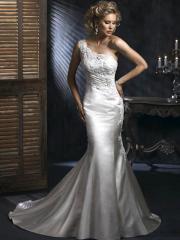 Elegant Satin One Shoulder Mermaid Wedding Dress