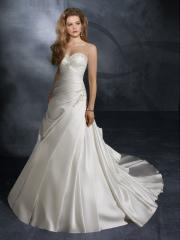 Elegant Satin Strapless Sweetheart A-Line Button Back Wedding Dress