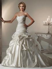 Elegant Strapless A-Line Wedding Dress with Asymmetrical Pick Up