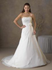 Elegant Strapless Chiffon A-Line Wedding Dress