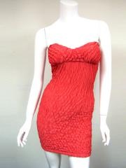 Elegant Strapless Orange Red Short Sheath Style Elastic Chiffon Sleeveless Homecoming Dress