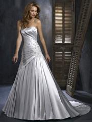 Elegant Strapless Satin A-Line Wedding Dress