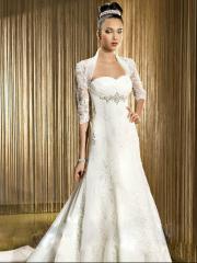 Elegant Strapless Sweethearts A-Line Organza Wedding Dress with Jacket