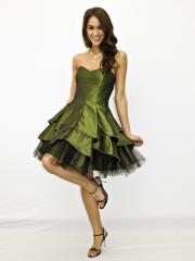 Elegant Sweetheart Neckline Green Taffeta and Tulle Short Fluffy Skirt Prom Dresses