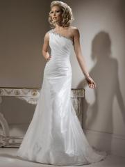 Elegant Taffeta A-Line One Shoulder Slant Neckline Wedding Dress