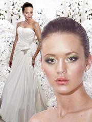 Elegant Taffeta Wrapped Empire Gown of Crystal Motif