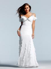Elegant White Chiffon Beading Embellishment off the Shoulder Ruffle Skirt Prom Dresses