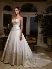 Embroidered Semi-Cathedral Taffeta Bridal Gown