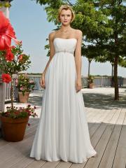 Empire Bridal Gown of Straight Lined Pleats and Strapless Neckline
