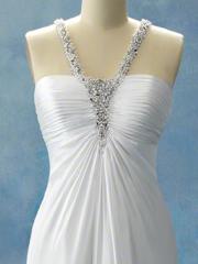 Empire Gown of Beaded Halter Neckline and Shirred Bodice