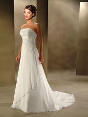 Empire Nuptial Gown over Chiffon Strapless and Court Length