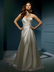 Empire Satin Gown of Beadwork and Shirring