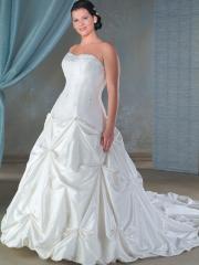 Empire Strapless A-Line Satin Beading Lace-Up Wedding Dress