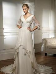 Empire with White Color and Beading Embellishment Wedding Dress
