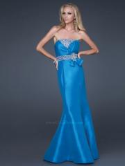 Enchanting Best Seller Strapless Ice Blue Silky Satin Mermaid Style Bow Tie Evening Gown