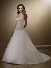 Enchanting Strapless Beaded White Organza Gown