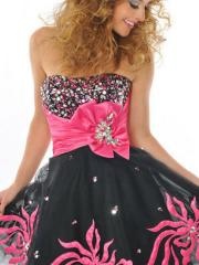 Enchanting Strapless Short A-Line Multi-Color Satin and Tulle Homecoming Party Dress