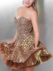 Enchanting Sweetheart Animal Printed and Tulle Underlay Short Length Cocktail Dress