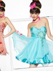 Enchanting Sweetheart Short A-Line Ice Blue Satin and Tulle Appliqued Cocktail Dresses