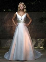 Enticing V-Neck Satin Gown of Sash and Bow Tie