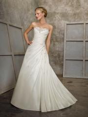 Ethereal White Strapless Taffeta Nuptial Dress of Ruched Waist