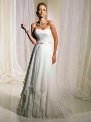 Evangeline Ruched and Draped Chiffon Nuptial Gown with Soft Layers