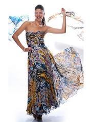 Exaggerated Multi Print Sweetheart Neckline Full Length A-line Prom Dresses