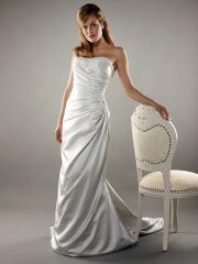 Exquisite Column Satin Dipped Neckline Wedding Dress