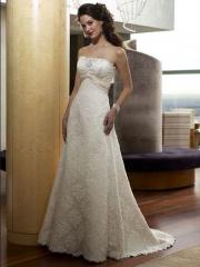 Exquisite Lace Layer Strapless A-Line Gown with Bow Tie