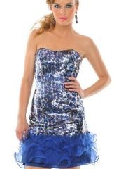 Exquisite Sheath Style Strapless Neckline Colorized Sequined Ruffled Skirt Prom Dresses
