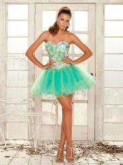 Exquisite Short Length Strapless Sweetheart Print Floral Top A-line Mini Skirt Prom Dresses